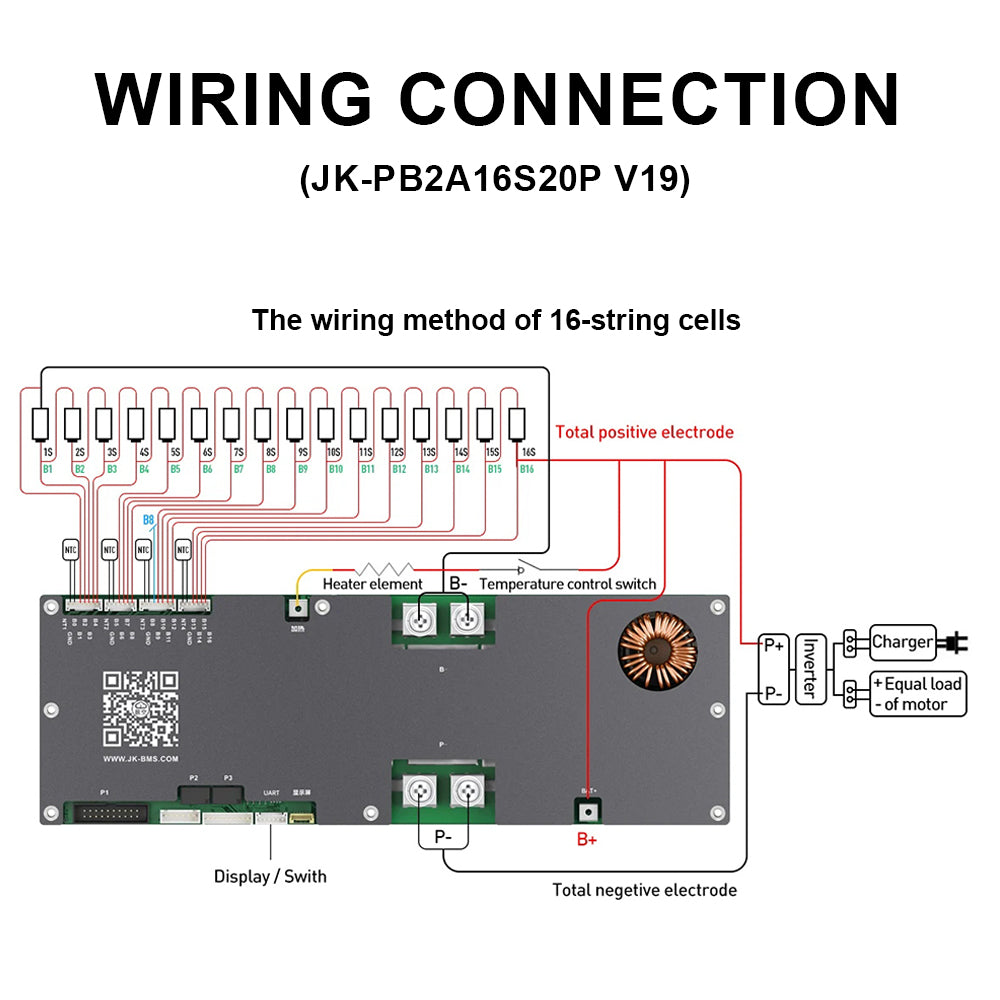 JK V19 16S 200A Smart BMS for LiFePO4 Battery JK-PB2A16S20P