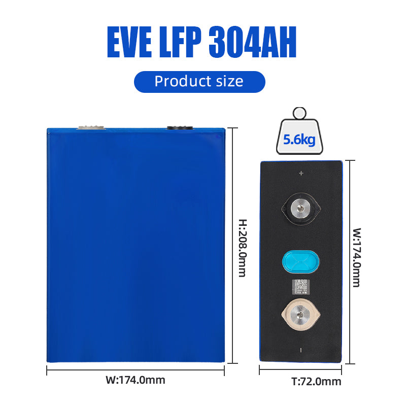 EVE 3.2V 304AH LiFePO4 Battery with 6000 Times Deep Cycle For Solar System DIY for EV