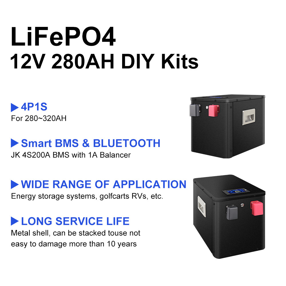 LiFePO4 12V 280AH DIY Kits with JK BMS JK2A8S20P EU Stock
