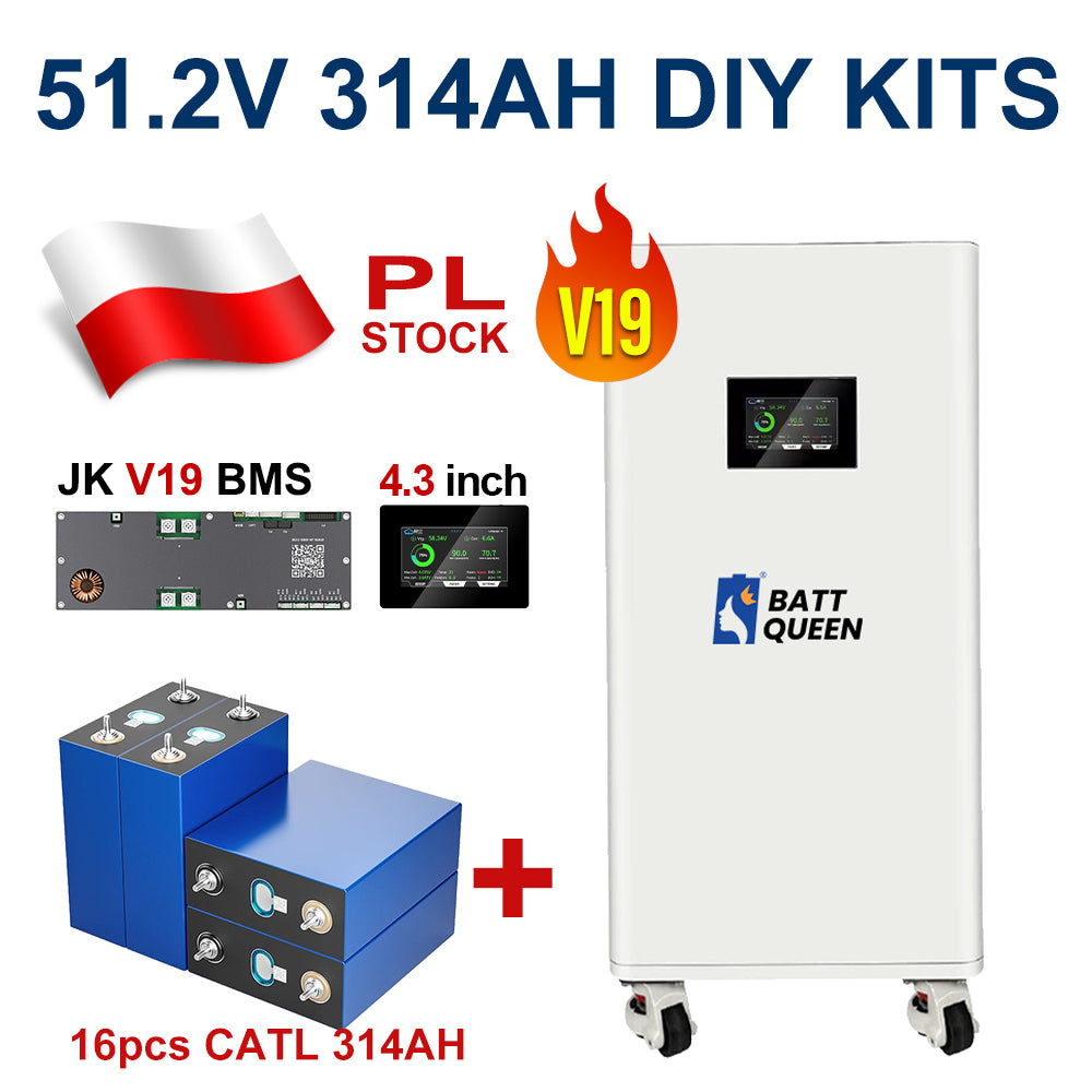 16Kwh 51.2V 320AH DIY LiFePO4 Battery Pack with JK Smart BMS