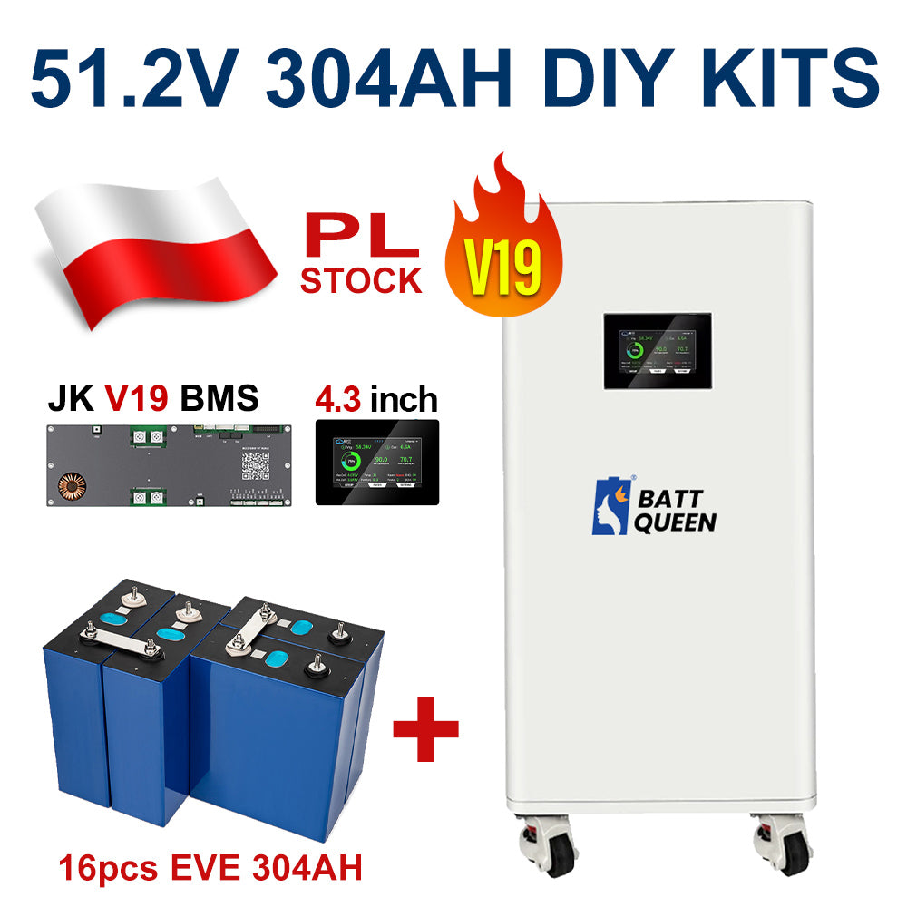 16Kwh 51.2V 320AH DIY LiFePO4 Battery Pack with JK Smart BMS