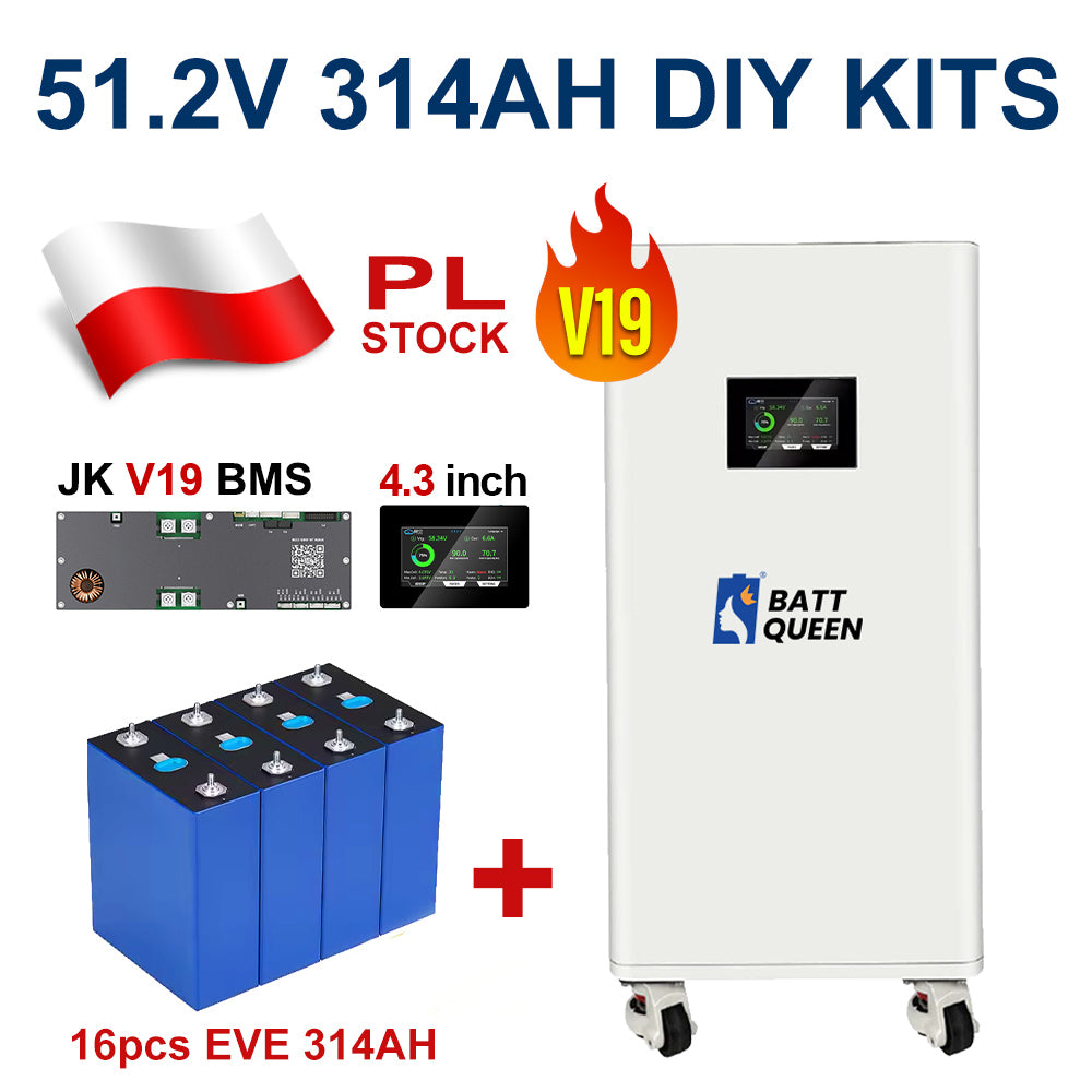 16Kwh 51.2V 320AH DIY LiFePO4 Battery Pack with JK Smart BMS