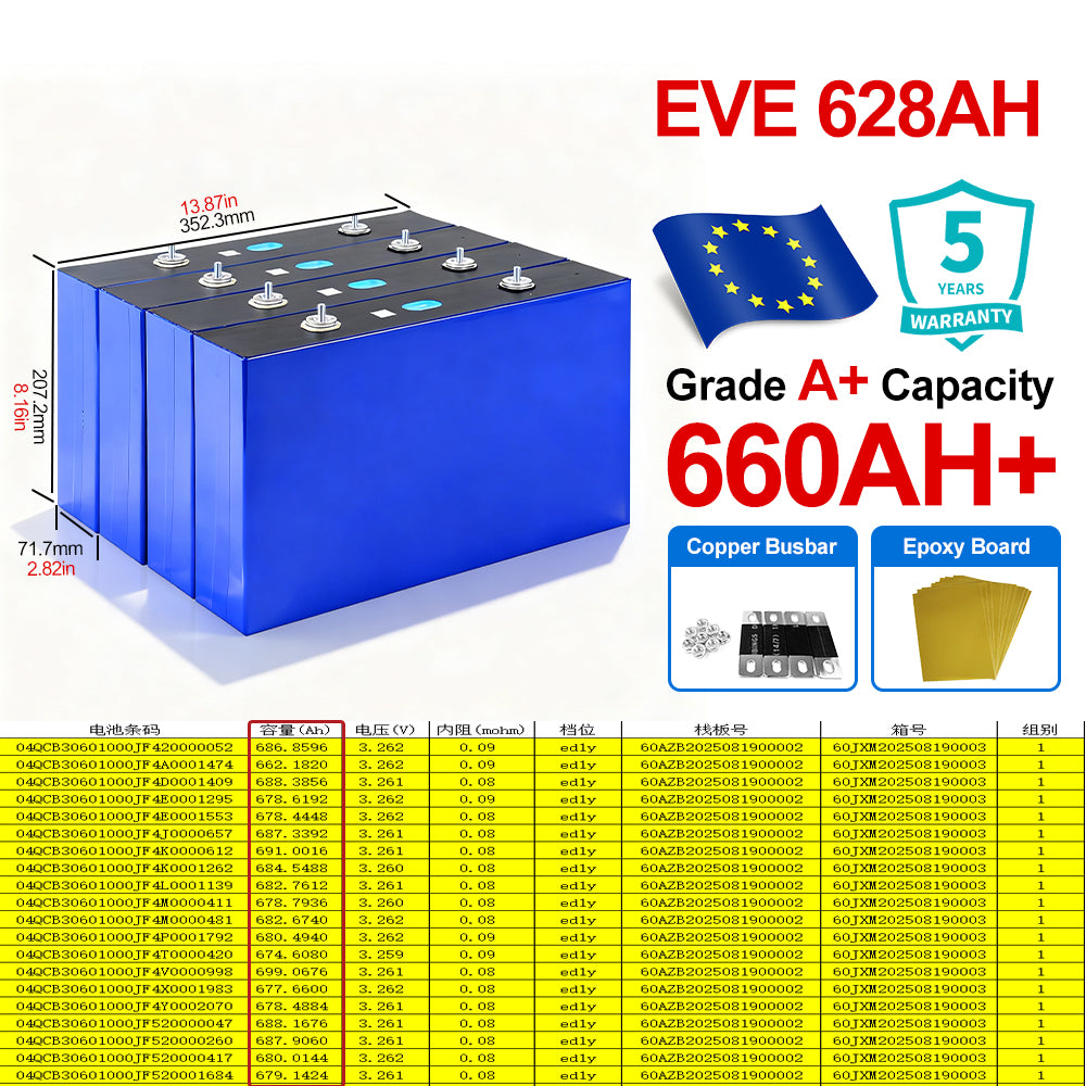 EVE 560AH LiFePO4 Battery 600AH 628AH MB56 Grade A
