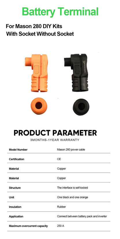 Seplos Mason Battery Terminal Connectors P+ P- 200A