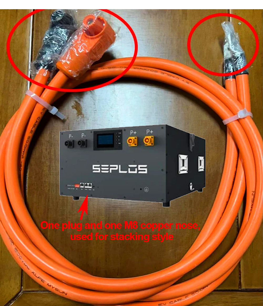 50mm2 Power Cable from Battery Pack to Inverter Mason Connector to M8 copper