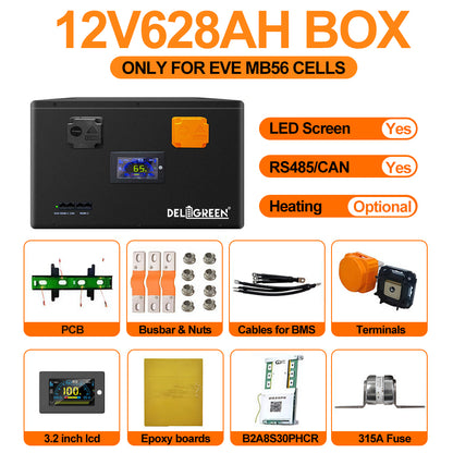 LFP 12V 628AH DIY Battery Kits with 300A Smart BMS