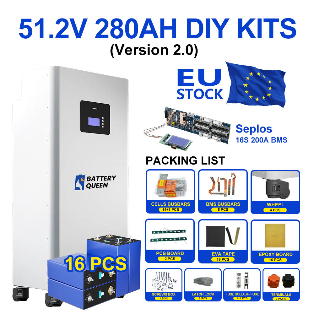 51.2V 280AH DIY Battery Pack 15kwh Home Solar System