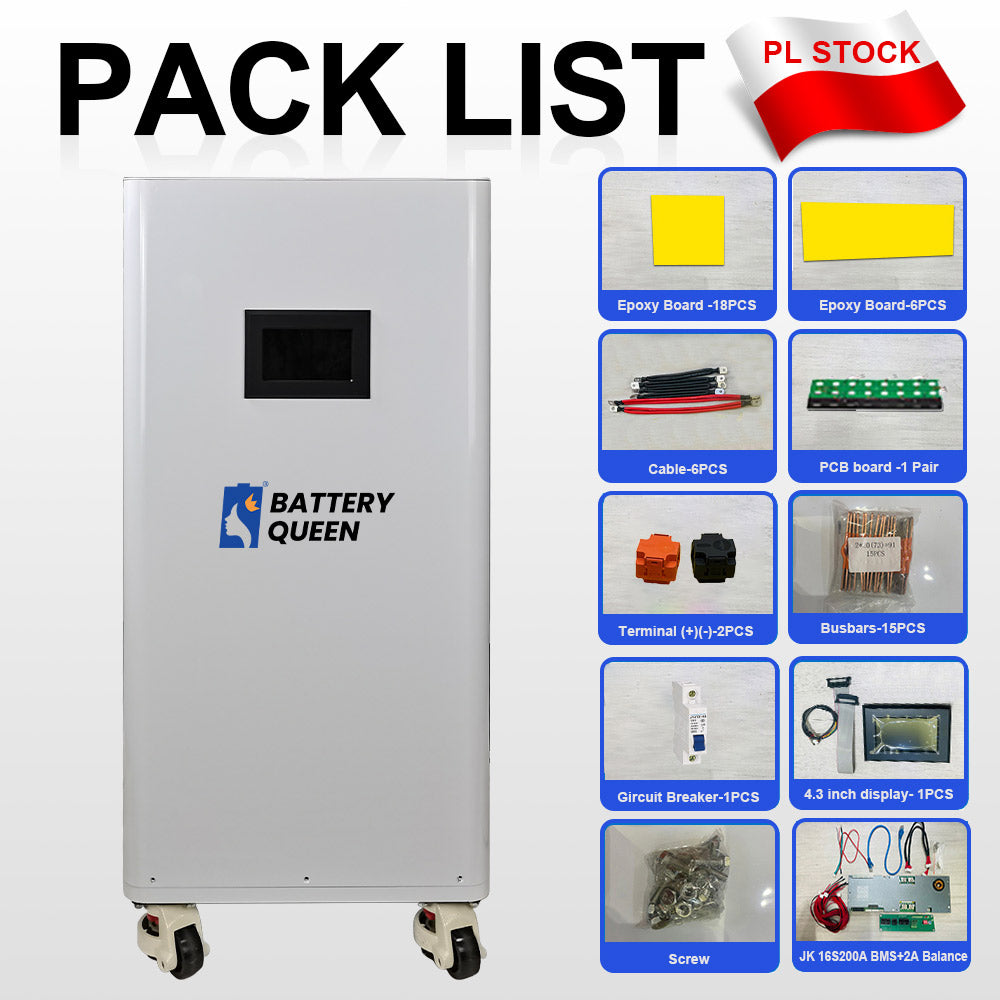 16Kwh 51.2V 320AH DIY LiFePO4 Battery Pack with JK Smart BMS
