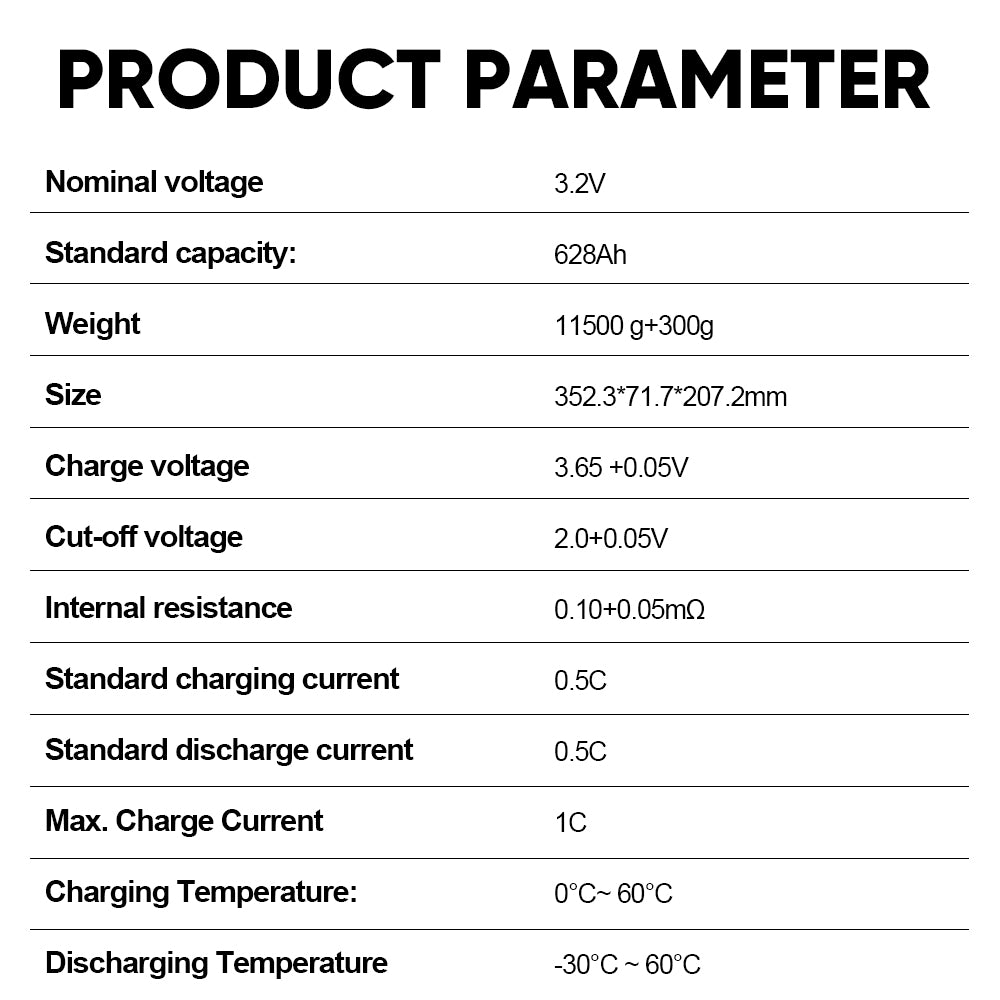 EVE 628AH LiFePO4 Battery Grade A Prismatic Lithium ion Cells For Solar System