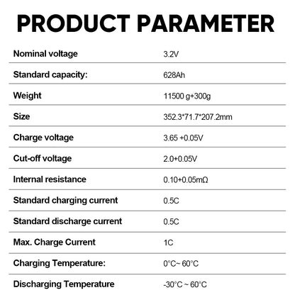 EVE 628AH LiFePO4 Battery Grade A Prismatic Lithium ion Cells For Solar System