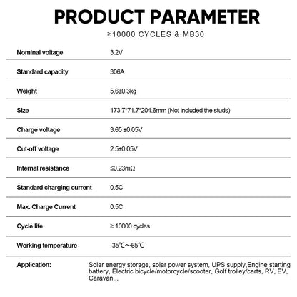 MB30 EVE 306AH 3.2V LiFePO4 Battery