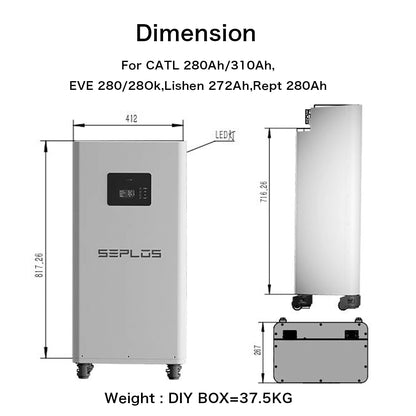 Seplos 51.2V 280AH DIY Kits LiFePO4 Battery V3