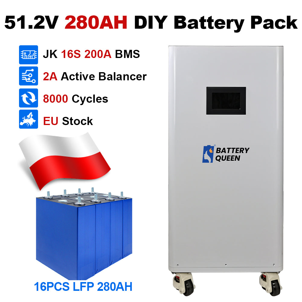 16Kwh 51.2V 320AH DIY LiFePO4 Battery Pack with JK Smart BMS