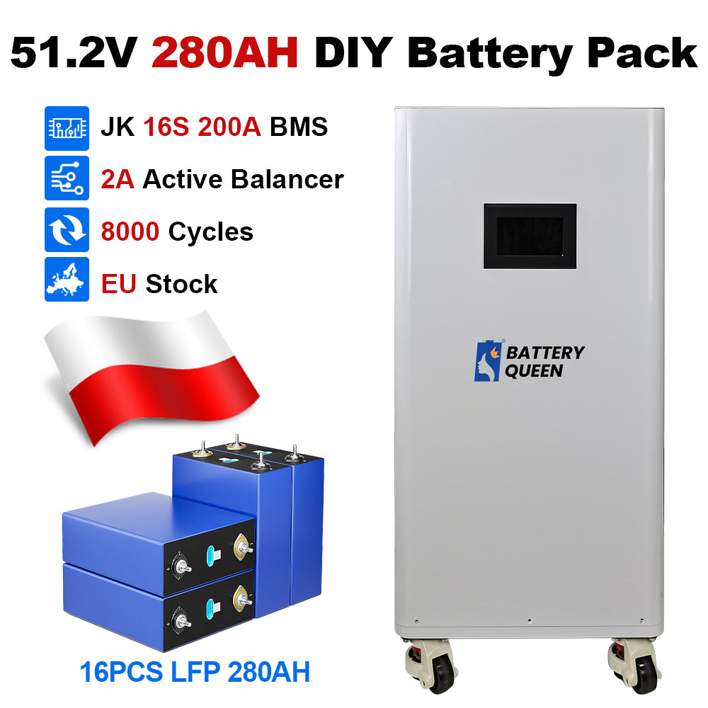 16Kwh 51.2V 320AH DIY LiFePO4 Battery Pack with JK Smart BMS