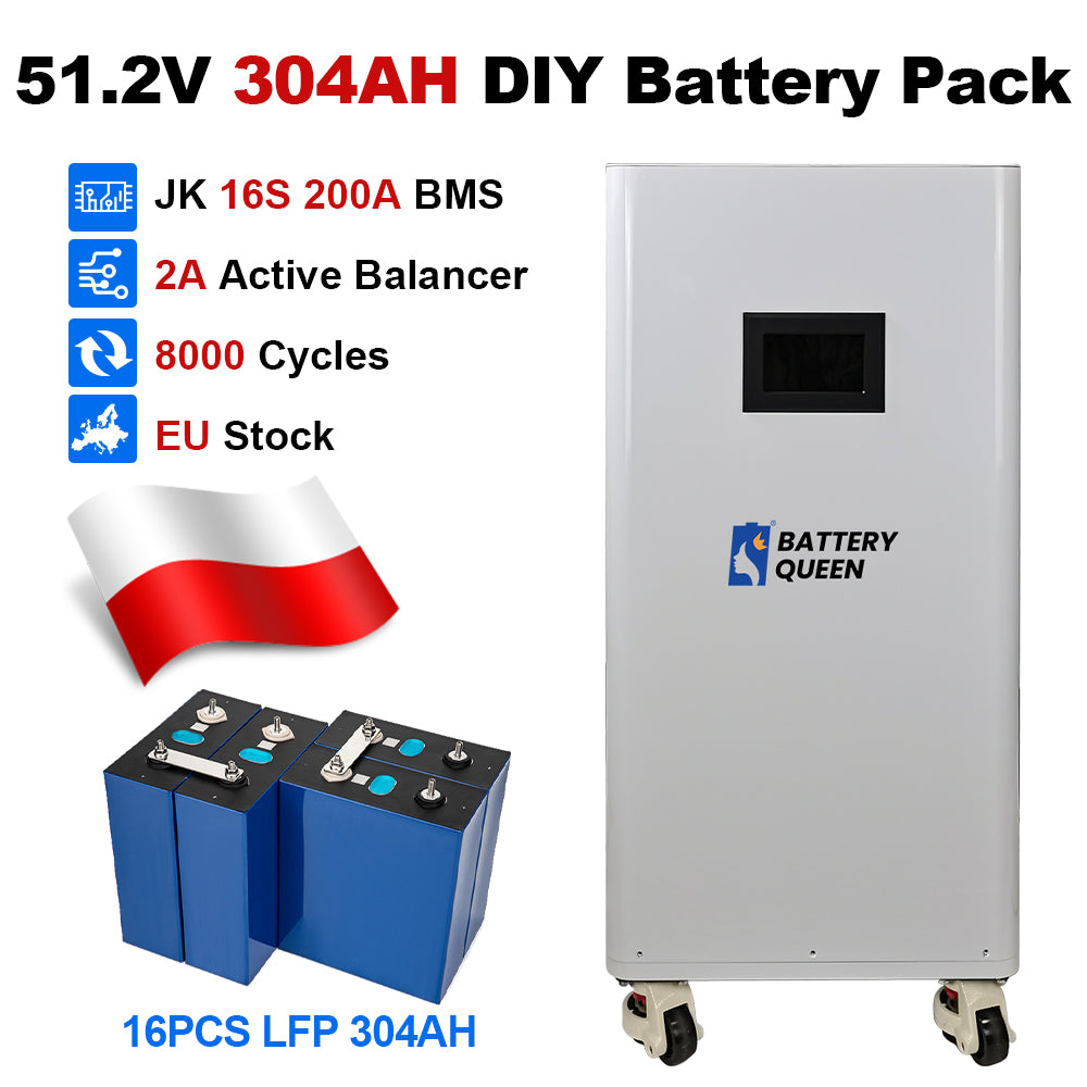 16Kwh 51.2V 320AH DIY LiFePO4 Battery Pack with JK Smart BMS