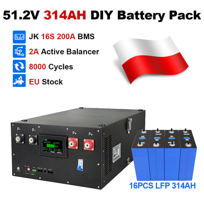 48V DIY LiFePO4 Battery Pack with JK BMS PB2A16S20P