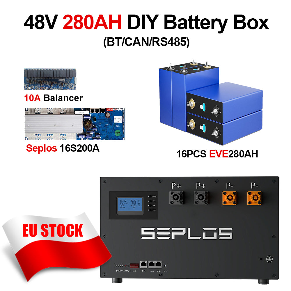 Seplos Mason 280 DIY Kit with EVE 304AH LiFePO4 15KWH Battery Pack