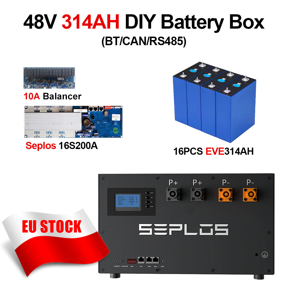 Seplos Mason 280 DIY Kit with EVE 304AH LiFePO4 15KWH Battery Pack