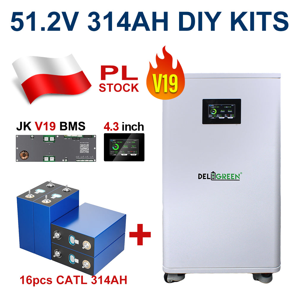 16Kwh 51.2V 320AH DIY LiFePO4 Battery Pack with JK V19 Smart BMS