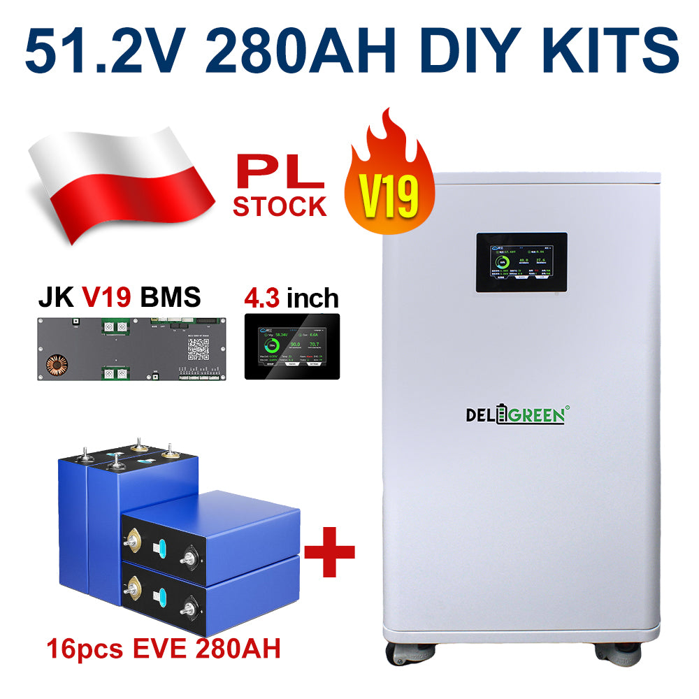 16Kwh 51.2V 320AH DIY LiFePO4 Battery Pack with JK V19 Smart BMS