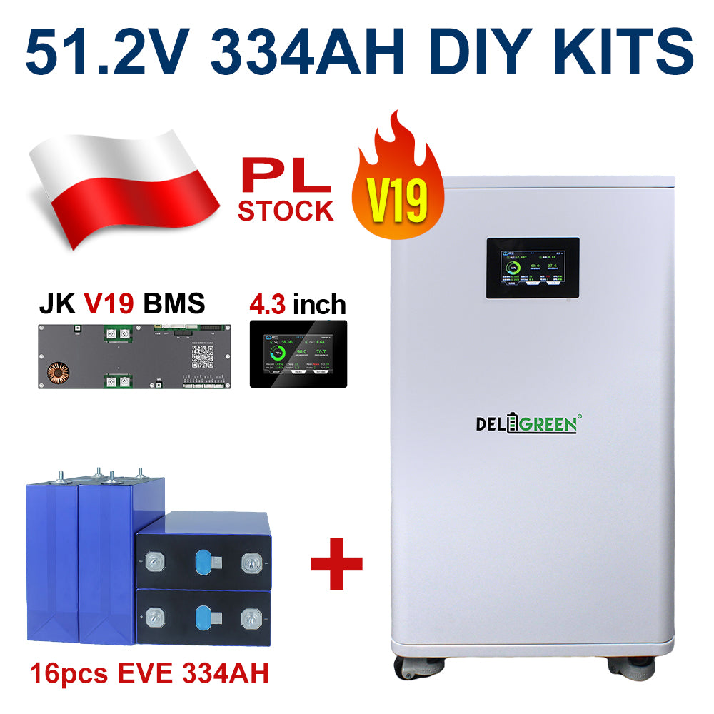 16Kwh 51.2V 320AH DIY LiFePO4 Battery Pack with JK V19 Smart BMS